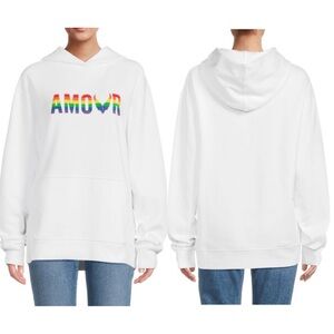 NWT ZADIG & VOLTAIRE White Pullover Sanchi Amour Wings Hoodie Sweatshirt size XL